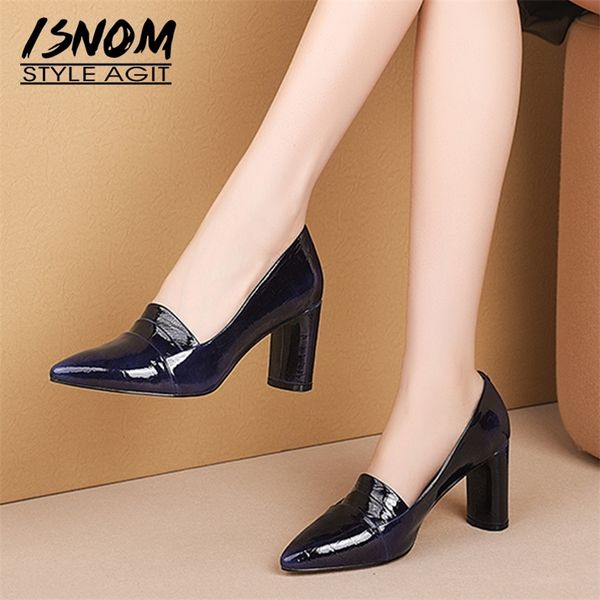 isnom high heels thick pumps women emboss patent leather pumps shoes female fashion pointed toe office shoes autumn new lj200928, Black
isnom high heels thick pumps women emboss patent leather pumps shoes female fashion pointed toe office shoes autumn new lj200928, Black