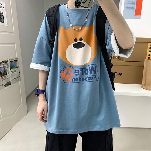 short t-shirt trend loose ins half sleeve lovers summer 5-sleeve men's top, White;black
short t-shirt trend loose ins half sleeve lovers summer 5-sleeve men's top, White;black