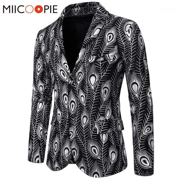 men's suits & blazers printed men blazer brand peacock feathers print masculino casual slim fit business formal mens suit jacket street, White;black
men's suits & blazers printed men blazer brand peacock feathers print masculino casual slim fit business formal mens suit jacket street, White;black