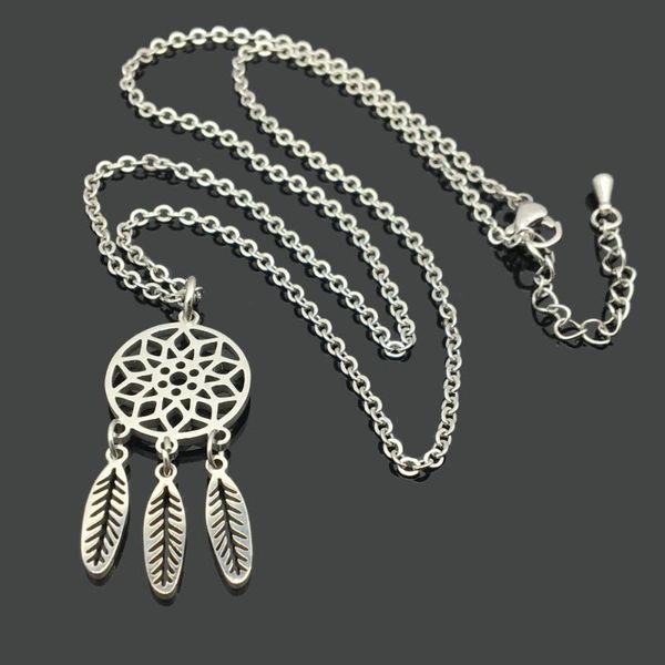 10pcs hollow blossom dreamcather stainless steel necklace jewelry dreamcather with feather leaves pendant necklaces for kids, Silver
10pcs hollow blossom dreamcather stainless steel necklace jewelry dreamcather with feather leaves pendant necklaces for kids, Silver