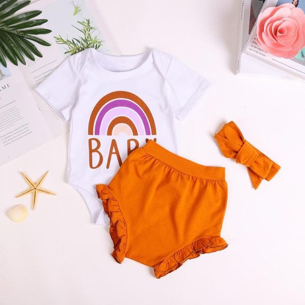 clothing sets 2021 baby summer infant born girl rainbow letter bodysuit solid shorts headband 3pcs set 1, White
clothing sets 2021 baby summer infant born girl rainbow letter bodysuit solid shorts headband 3pcs set 1, White