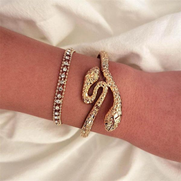 2 pcs/set women bracelets set exquisite crystal chain snake animal party open bracelet fashion female personality jewelry, Black
2 pcs/set women bracelets set exquisite crystal chain snake animal party open bracelet fashion female personality jewelry, Black