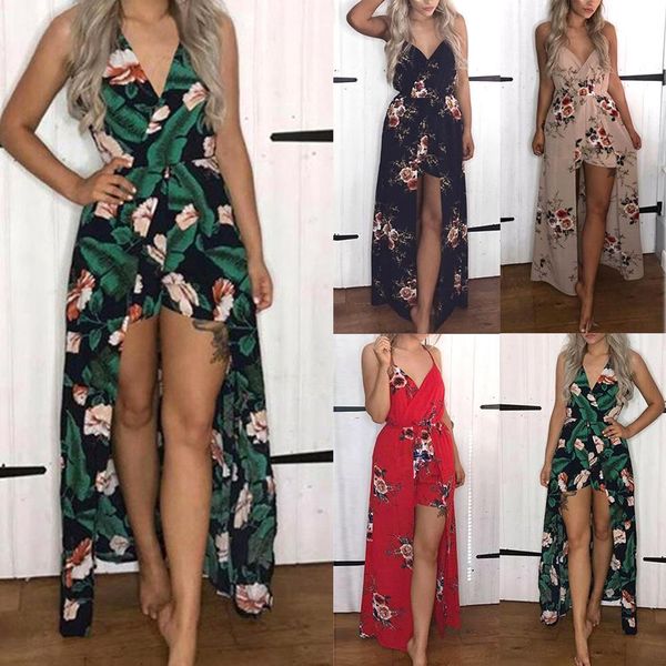 women bodysuit spaghetti strap v neck floral print jumpsuit loose backless short black color overalls for women 2020 new, Black;white
women bodysuit spaghetti strap v neck floral print jumpsuit loose backless short black color overalls for women 2020 new, Black;white