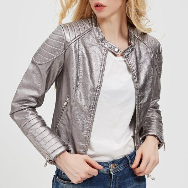 women's leather & faux 2021 autumn fashion street short washed pu jacket zipper bright colors ladies basic jackets good quality, Black
women's leather & faux 2021 autumn fashion street short washed pu jacket zipper bright colors ladies basic jackets good quality, Black