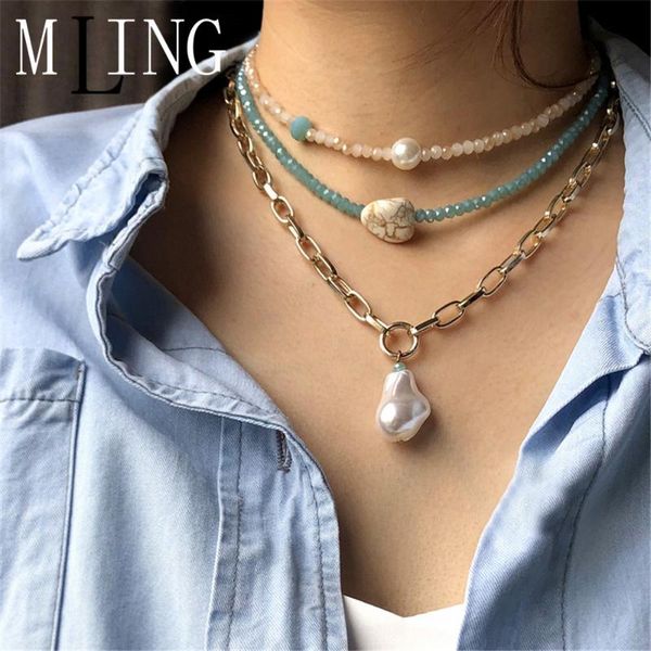 mling vintage multi-layer alloy necklace fashion crystal beads irregular pearl stone pendant necklace for women, Silver
mling vintage multi-layer alloy necklace fashion crystal beads irregular pearl stone pendant necklace for women, Silver