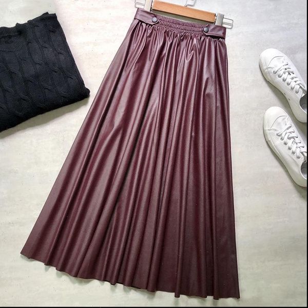 2020 autumn amp winter new women simple solid elastic waist thin pu leather skirt with large a line long skirt women free, Black
2020 autumn amp winter new women simple solid elastic waist thin pu leather skirt with large a line long skirt women free, Black