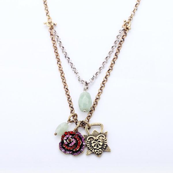 pendant necklaces layered mixed charm crystal rose flower necklace gift jewelry women vintage accessories wholesale, Silver
pendant necklaces layered mixed charm crystal rose flower necklace gift jewelry women vintage accessories wholesale, Silver