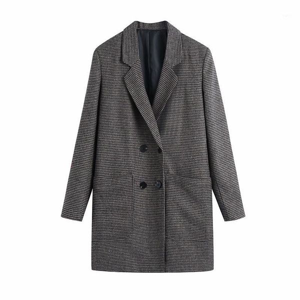new temperament suit collar plaid coat loose jacket women 2021 autumn european american woolen slim long women's clothing1, Black
new temperament suit collar plaid coat loose jacket women 2021 autumn european american woolen slim long women's clothing1, Black
