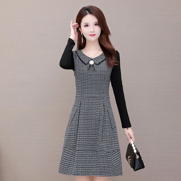 plaid medium length fashion 2020 new korean baby collar simple and versatile a-line skirt dress dressaline dress pvcjk, Black;gray
plaid medium length fashion 2020 new korean baby collar simple and versatile a-line skirt dress dressaline dress pvcjk, Black;gray