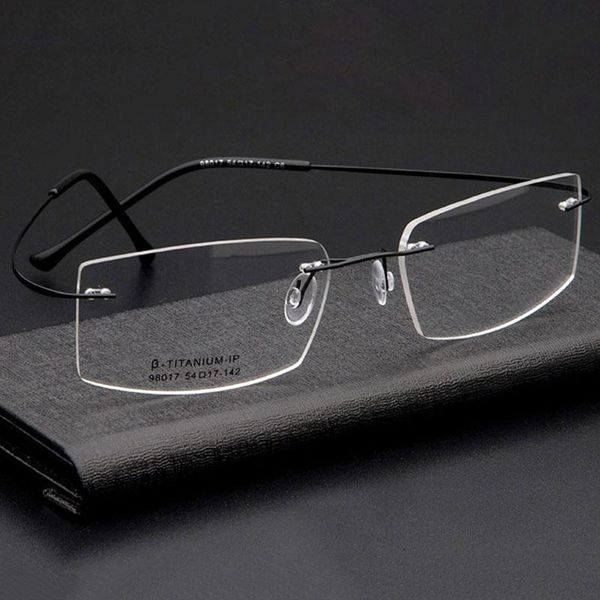 metal frame glasses men business style rimless eye glasses nearsighted spectacles with spring hinges new arrival, Black
metal frame glasses men business style rimless eye glasses nearsighted spectacles with spring hinges new arrival, Black
