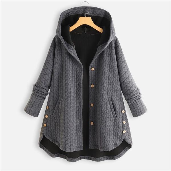 hoodies women plus size jacket coat winter autumn warm casual button pockets high twist pattern long sleeve hooded coat moletom, Black;brown 
hoodies women plus size jacket coat winter autumn warm casual button pockets high twist pattern long sleeve hooded coat moletom, Black;brown
