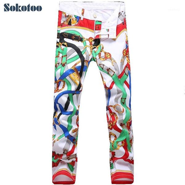sokotoo men's fashion slim colored belt print jeans casual flower pants long trousers1, Blue
sokotoo men's fashion slim colored belt print jeans casual flower pants long trousers1, Blue
