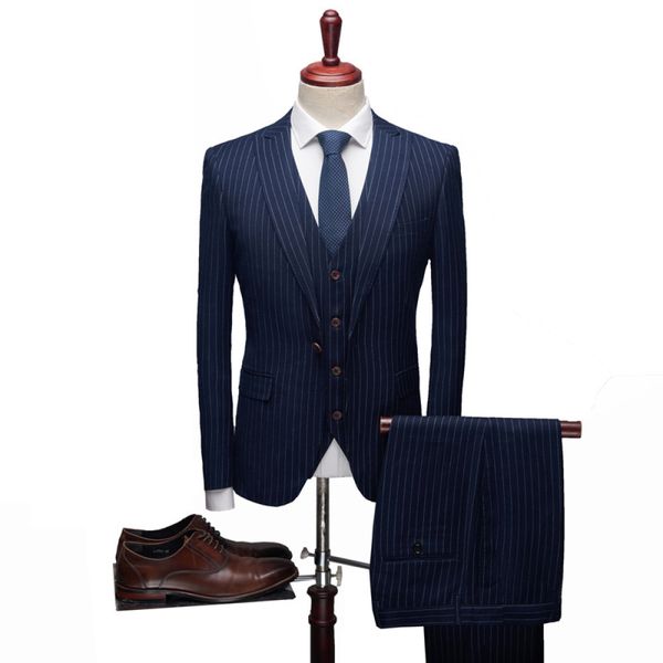 2021 male british formal business gentleman pieces fashion boutique stripe groom style suit set jt7j, White;black
2021 male british formal business gentleman pieces fashion boutique stripe groom style suit set jt7j, White;black