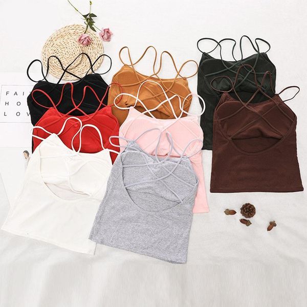 2021 back cross camisole vest women padded bra polyester spaghetti tank running workout gym tank, White
2021 back cross camisole vest women padded bra polyester spaghetti tank running workout gym tank, White