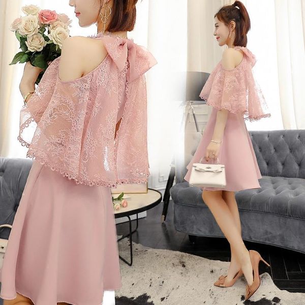 summer bow lace strapless cutout patchwork halter half lotus leaf sleeve knee-length a-line pink white blue coctail dress party, Black
summer bow lace strapless cutout patchwork halter half lotus leaf sleeve knee-length a-line pink white blue coctail dress party, Black