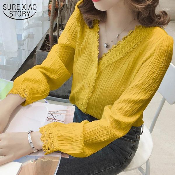 2020 autumn v-neck puff sleeve solid women's blouse striped lace shirts long sleeve single breasted shirts plus size 3xl 110871, White
2020 autumn v-neck puff sleeve solid women's blouse striped lace shirts long sleeve single breasted shirts plus size 3xl 110871, White