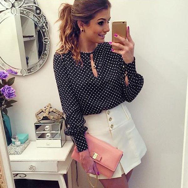 shirt arrival women casual chiffon o-neck blouses summer spring sleeves long dots polka new vdqqa, Black
shirt arrival women casual chiffon o-neck blouses summer spring sleeves long dots polka new vdqqa, Black