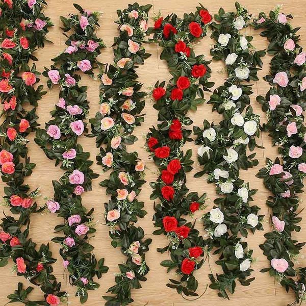 decorative flowers & wreaths 1pc 2.3m 11heads fake silk roses ivy vine artificial with green leaves for home wedding decoration hanging garl
decorative flowers & wreaths 1pc 2.3m 11heads fake silk roses ivy vine artificial with green leaves for home wedding decoration hanging garl