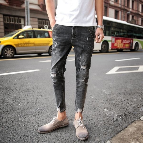 new style men's jeans with holes in autumnmen's slim fitsmall feet jeans and jeanselastic and versatile korean fashion beggar pant, Blue
new style men's jeans with holes in autumnmen's slim fitsmall feet jeans and jeanselastic and versatile korean fashion beggar pant, Blue