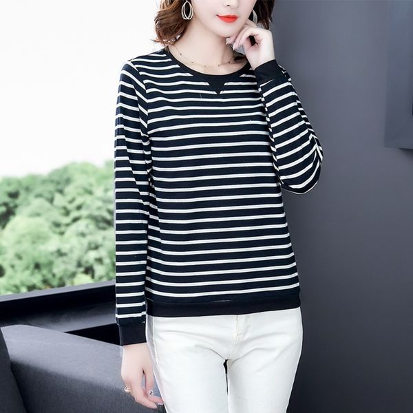 6r904 2020 design autumn loose oversized women's striped neck sleeve women's shirt crew long tt-shirt bottoming cotton tgdmb, White
6r904 2020 design autumn loose oversized women's striped neck sleeve women's shirt crew long tt-shirt bottoming cotton tgdmb, White