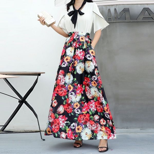 women's fashion maxi stain skirts elastic stretch waist floral skirt summer womens ankle-length empire casual pleated skirt, Black
women's fashion maxi stain skirts elastic stretch waist floral skirt summer womens ankle-length empire casual pleated skirt, Black