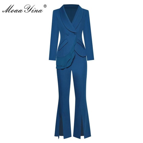 moaayina fashion designer set autumn winter women turn-down collar long sleeve ruffles suit +split trousers two-piece sets, Gray
moaayina fashion designer set autumn winter women turn-down collar long sleeve ruffles suit +split trousers two-piece sets, Gray