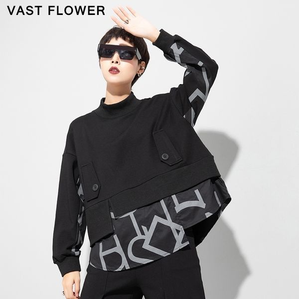 black patchwork print sweatshirt women fake two piece pullover long sleeve loose casual fashion clothes new autumn winter 201202
black patchwork print sweatshirt women fake two piece pullover long sleeve loose casual fashion clothes new autumn winter 201202