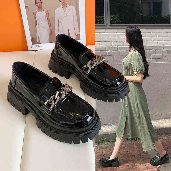 dress shoes women korean platform small leather shoes luxury metal chain high heels chunky heeled loafers 220310, Black
dress shoes women korean platform small leather shoes luxury metal chain high heels chunky heeled loafers 220310, Black