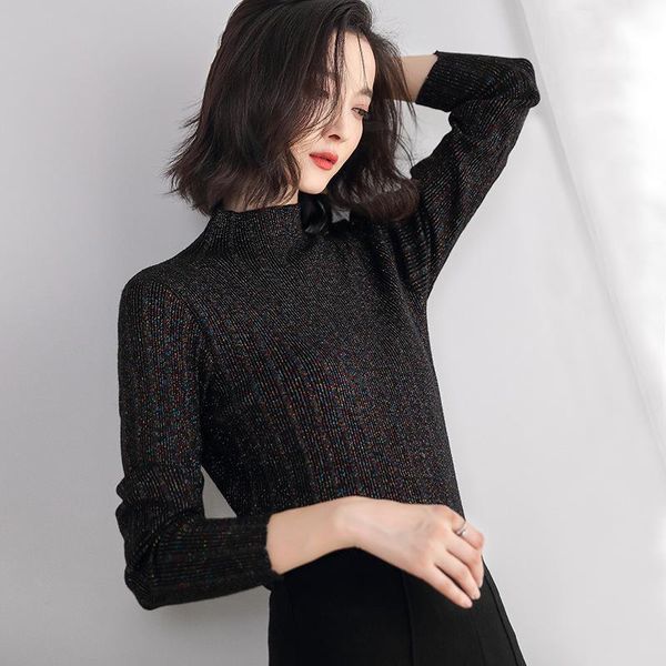 shiny thread women sweaters and pullovers half turtleneck slim fashion stretch sweater pull femme 2020 autumn new women top, White;black
shiny thread women sweaters and pullovers half turtleneck slim fashion stretch sweater pull femme 2020 autumn new women top, White;black