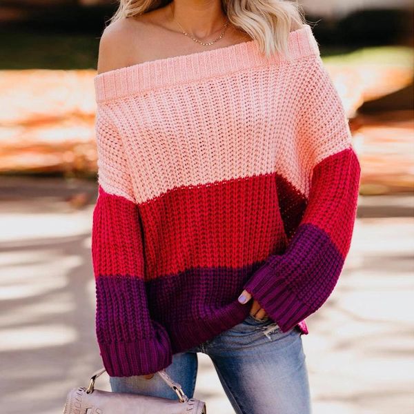 women's sweaters off shoulder loose pullover for womens long sleeve patchwork colors autumn winter knit, White;black
women's sweaters off shoulder loose pullover for womens long sleeve patchwork colors autumn winter knit, White;black