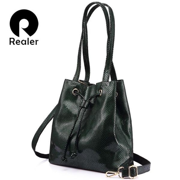 realer women genuine leather handbags large capacity draw string bucket bags female serpentine print shoulder bag
realer women genuine leather handbags large capacity draw string bucket bags female serpentine print shoulder bag