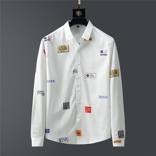 men's casual shirt slim fit letter print pattern cotton camisa social masculina long sleeve shirt for men, White;black
men's casual shirt slim fit letter print pattern cotton camisa social masculina long sleeve shirt for men, White;black