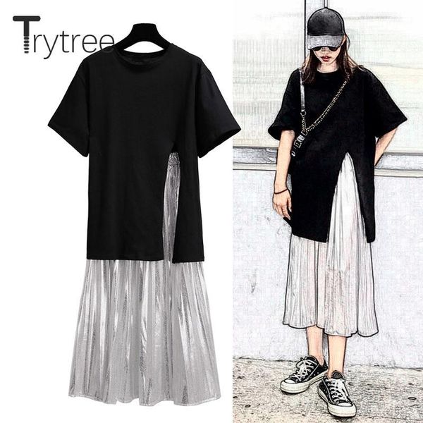 trytree summer autumn women casual two piece set casual fashion split hem + skirt silver pleated solid suit set 2 piece1, White
trytree summer autumn women casual two piece set casual fashion split hem + skirt silver pleated solid suit set 2 piece1, White