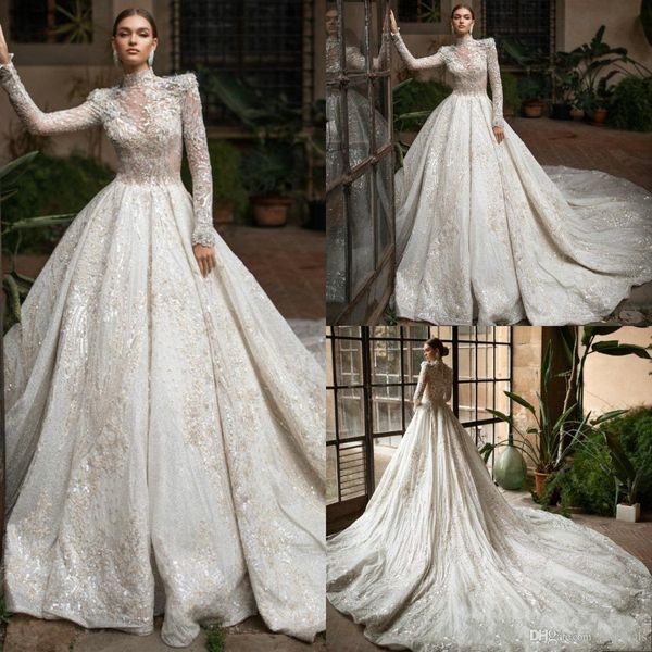 2020 new luxury wedding dresses high neck long sleeves fulle lace beading tulle wedding gowns bride dress vestido de noiva, White
2020 new luxury wedding dresses high neck long sleeves fulle lace beading tulle wedding gowns bride dress vestido de noiva, White