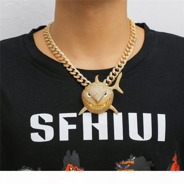 gold silver colors bling cz big shark pendant with cz cuban chain for men punk jewelry gift
gold silver colors bling cz big shark pendant with cz cuban chain for men punk jewelry gift