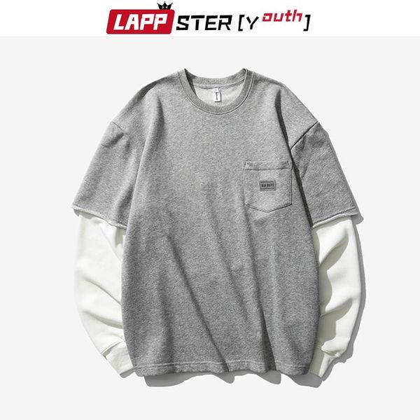 lappster men patchwork hip hop hoodies sweatshirts 2020 mens fake two pieces korean fashions hoodie male streetwear grey clothes, Black
lappster men patchwork hip hop hoodies sweatshirts 2020 mens fake two pieces korean fashions hoodie male streetwear grey clothes, Black