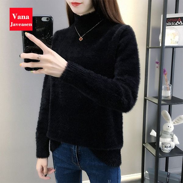velvet solid color knitted pullover women sweaters warm bottoming knitwear fashion loose sweater winter clothing for women, White;black
velvet solid color knitted pullover women sweaters warm bottoming knitwear fashion loose sweater winter clothing for women, White;black