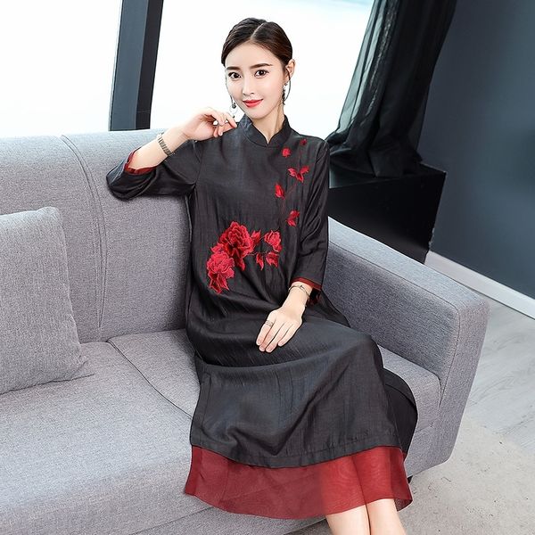 a6ucw u1z0m dressembroidered 2019 heavy industry dress dress summer chinese style stand collar half sleeve embroidery medium-length, Black;gray
a6ucw u1z0m dressembroidered 2019 heavy industry dress dress summer chinese style stand collar half sleeve embroidery medium-length, Black;gray
