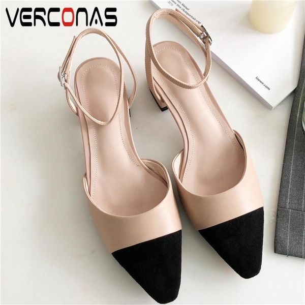 verconas women genuine leather sandals concise pointed toe brand design thick heels office shoes summer shoes woman, Black
verconas women genuine leather sandals concise pointed toe brand design thick heels office shoes summer shoes woman, Black