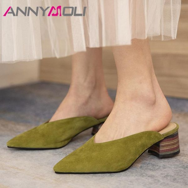 annymoli block heel women mules shoes genuine leather kid suede med heels pumps shallow pointed toe ladies footwear spring green, Black
annymoli block heel women mules shoes genuine leather kid suede med heels pumps shallow pointed toe ladies footwear spring green, Black