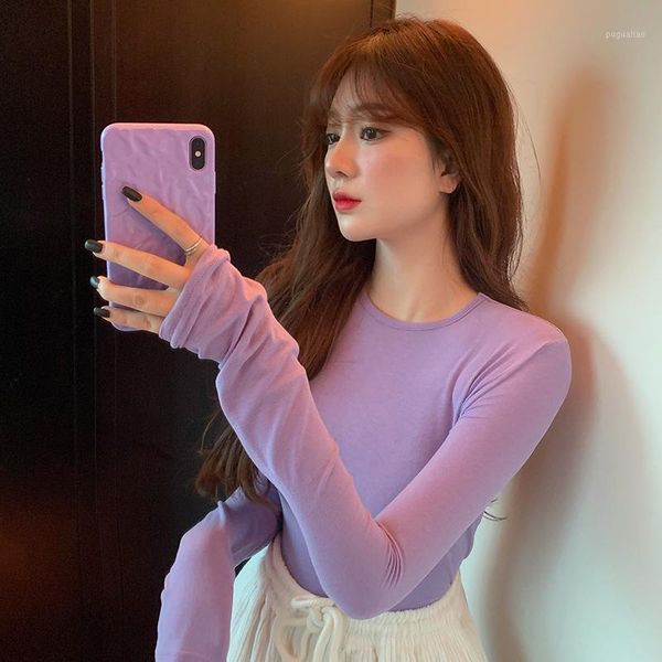 2020 spring autumn korean style womens solid color slim purple thin long sleeve t-shirt womens tees shirt femme (r98012)1, White
2020 spring autumn korean style womens solid color slim purple thin long sleeve t-shirt womens tees shirt femme (r98012)1, White