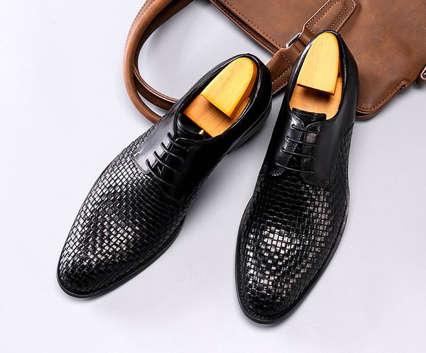 men fashion genuine leather round toes weaving lace up dress shoes men breathable casual leather dress shoes ing, Black
men fashion genuine leather round toes weaving lace up dress shoes men breathable casual leather dress shoes ing, Black
