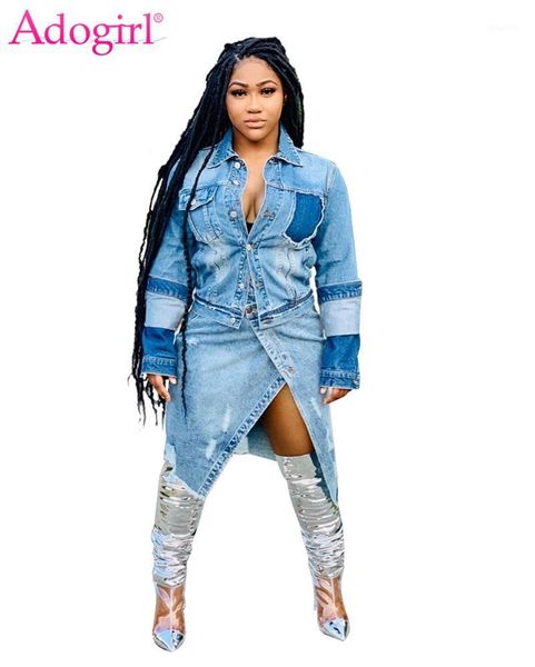 adogirl women fashion jeans jacket turn down collar long sleeve pockets holes vintage denim coat female outerwear only, Black;brown
adogirl women fashion jeans jacket turn down collar long sleeve pockets holes vintage denim coat female outerwear only, Black;brown