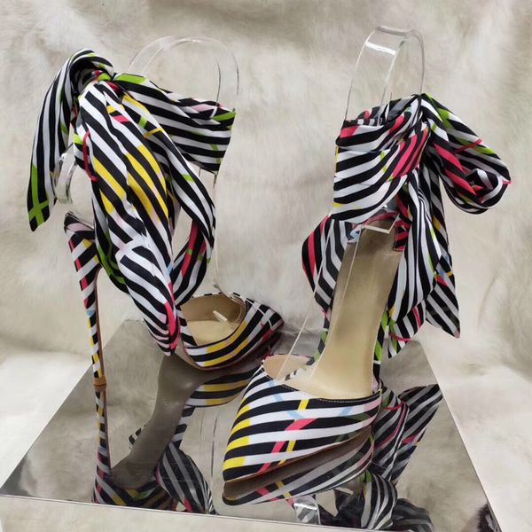 lady colorful striped fabric ankle straps pointed toe elegant women high heels shallow customized height women dress sandals shoes 12cm, Black
lady colorful striped fabric ankle straps pointed toe elegant women high heels shallow customized height women dress sandals shoes 12cm, Black