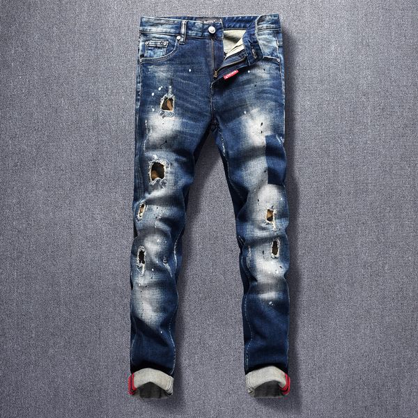 2021 new american streetwear fashion men jeans elastic slim fit retro ripped denim punk trousers patchwork hip hop pants hoga, Blue
2021 new american streetwear fashion men jeans elastic slim fit retro ripped denim punk trousers patchwork hip hop pants hoga, Blue