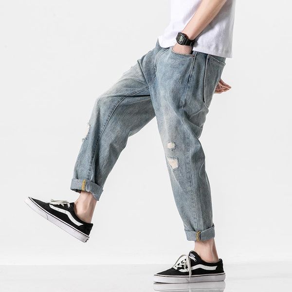 summer ripped jeans men's straight loose big size fashion light blue distressed denim pants1
summer ripped jeans men's straight loose big size fashion light blue distressed denim pants1