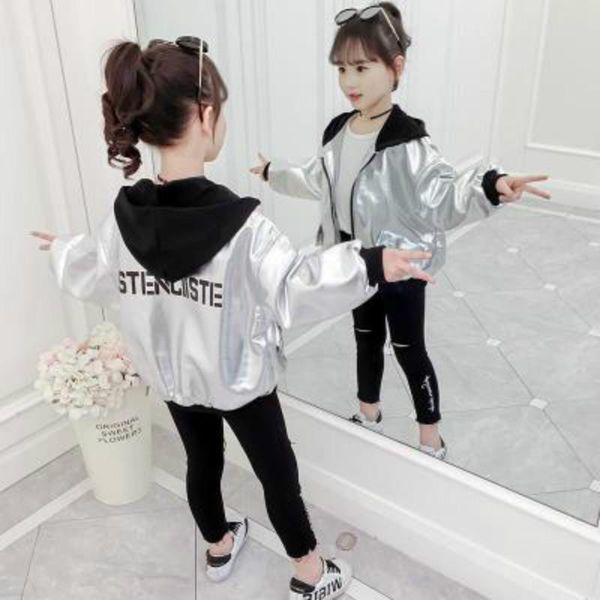 girl's spring fall leatherjacket reflective silver long sleeve outerwear polyester girl windbreaker korean girl hoodies coat, Blue;gray
girl's spring fall leatherjacket reflective silver long sleeve outerwear polyester girl windbreaker korean girl hoodies coat, Blue;gray
