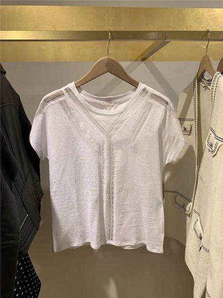 2020 spring and summer new elegant lady round neck lace decoration all-match short-sleeved t-shirt for women, Gray
2020 spring and summer new elegant lady round neck lace decoration all-match short-sleeved t-shirt for women, Gray