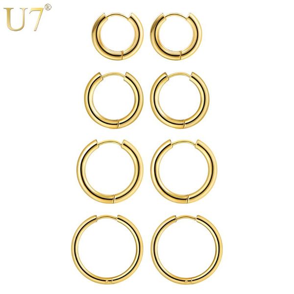 hoop & huggie u7 simple round earrings for women 4 pairs/set 10/14/16/20 mm stainless steel gold/black color minimalist jewelry e1006, Golden;silver
hoop & huggie u7 simple round earrings for women 4 pairs/set 10/14/16/20 mm stainless steel gold/black color minimalist jewelry e1006, Golden;silver