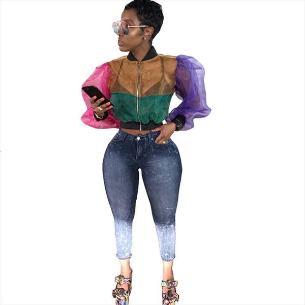 transparent mesh bomber jacket women autumn short jacket streetwear lantern long sleeve slim patchwork zipper thin coat, Black;brown
transparent mesh bomber jacket women autumn short jacket streetwear lantern long sleeve slim patchwork zipper thin coat, Black;brown